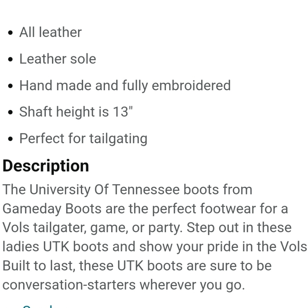 NWT Women's University Of Tennessee Vols Gameday 13" Cowboy Boots - Picture 10 of 10